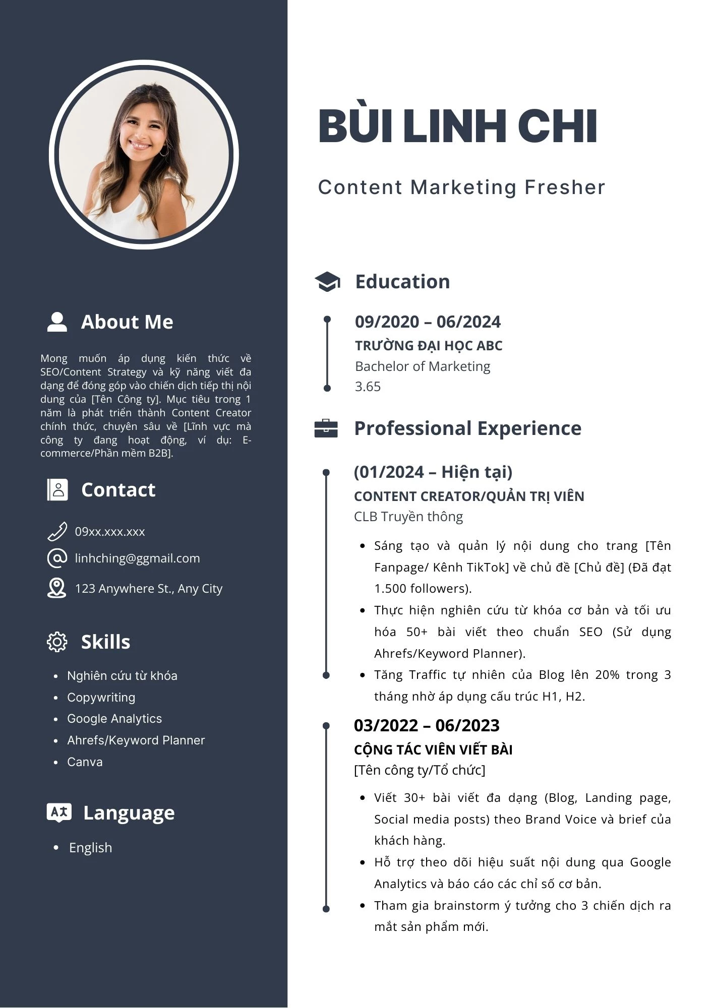 CV Content Marketing cho người mới ra trường