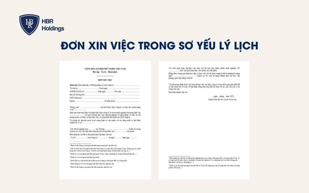 Mẫu đơn xin việc trong sơ yếu lý lịch mà bạn cần biết