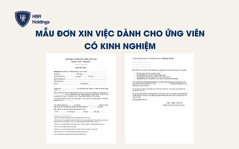 Mẫu cách ghi đơn xin việc dành cho ứng viên có kinh nghiệm