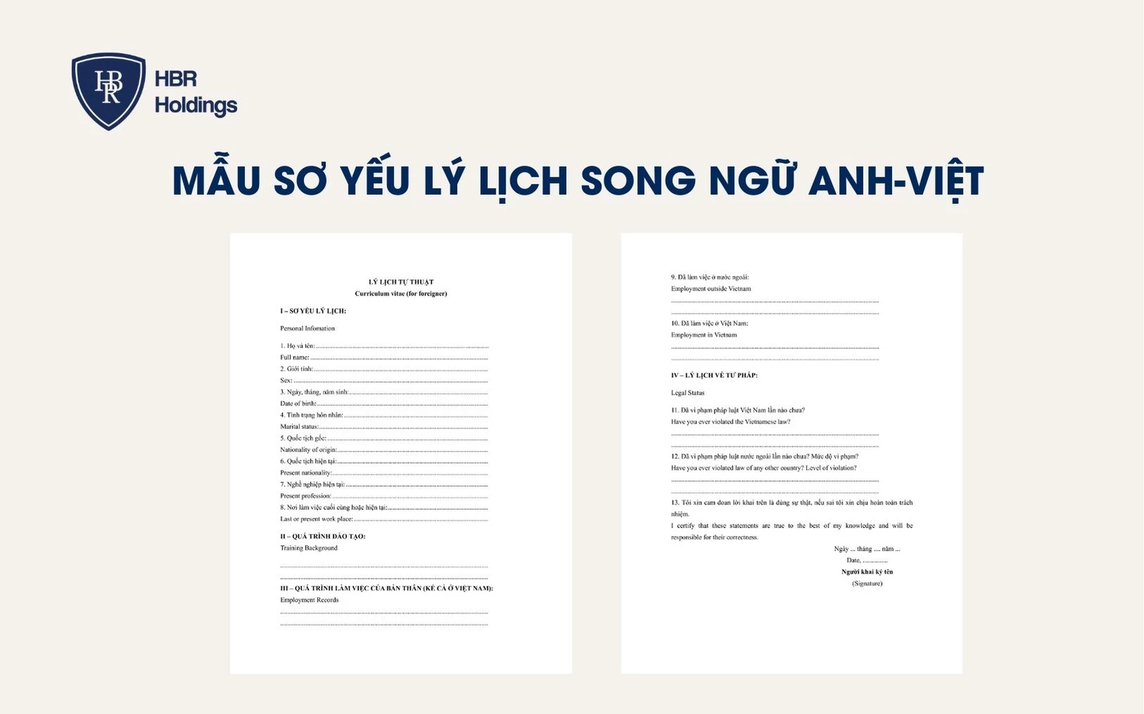 Mẫu sơ yếu lý lịch song ngữ