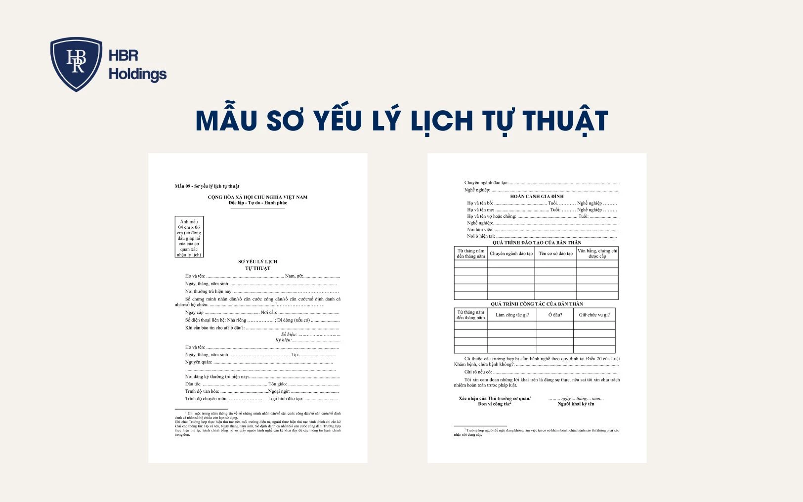 Mẫu sơ yếu lý lịch tự thuật