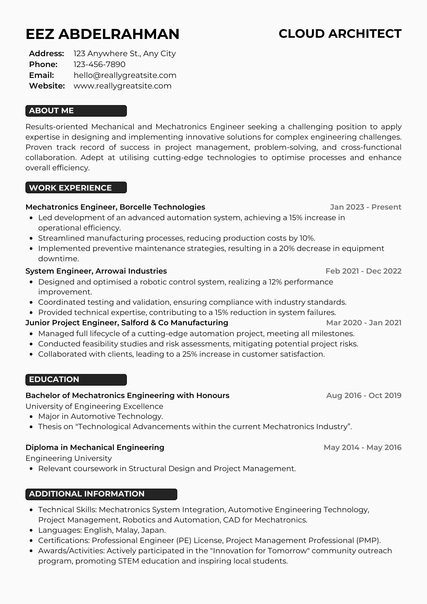 Bố cục CV IT tập trung nội dung trọng tâm