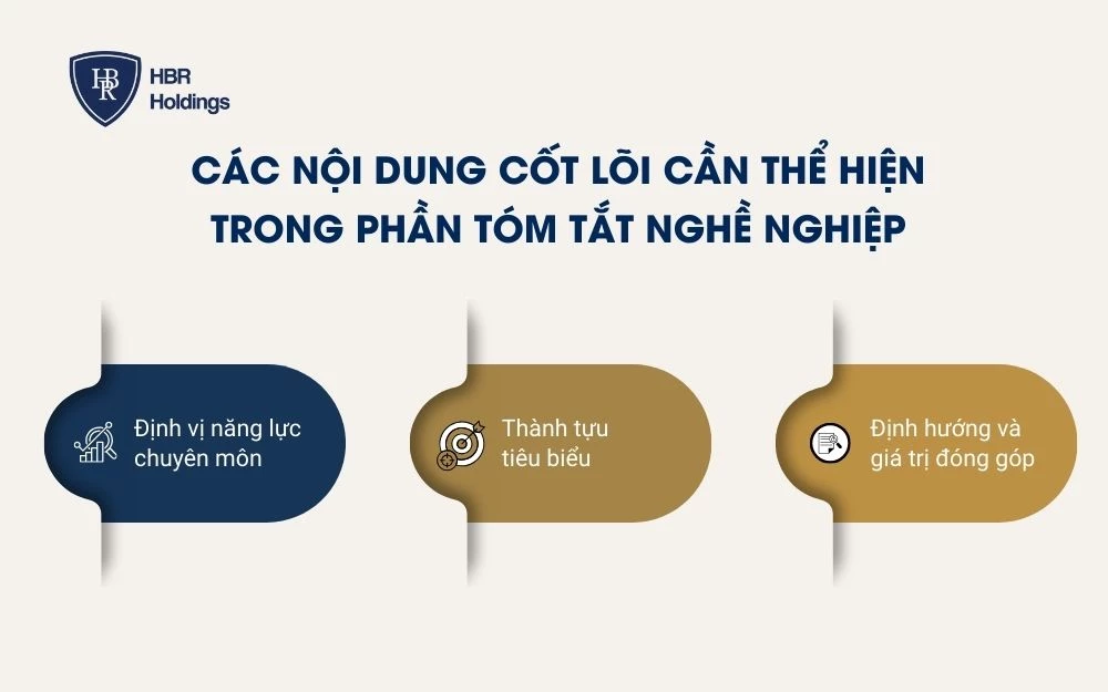 Các nội dung cốt lõi cần thể hiện trong phần tóm tắt nghề nghiệp