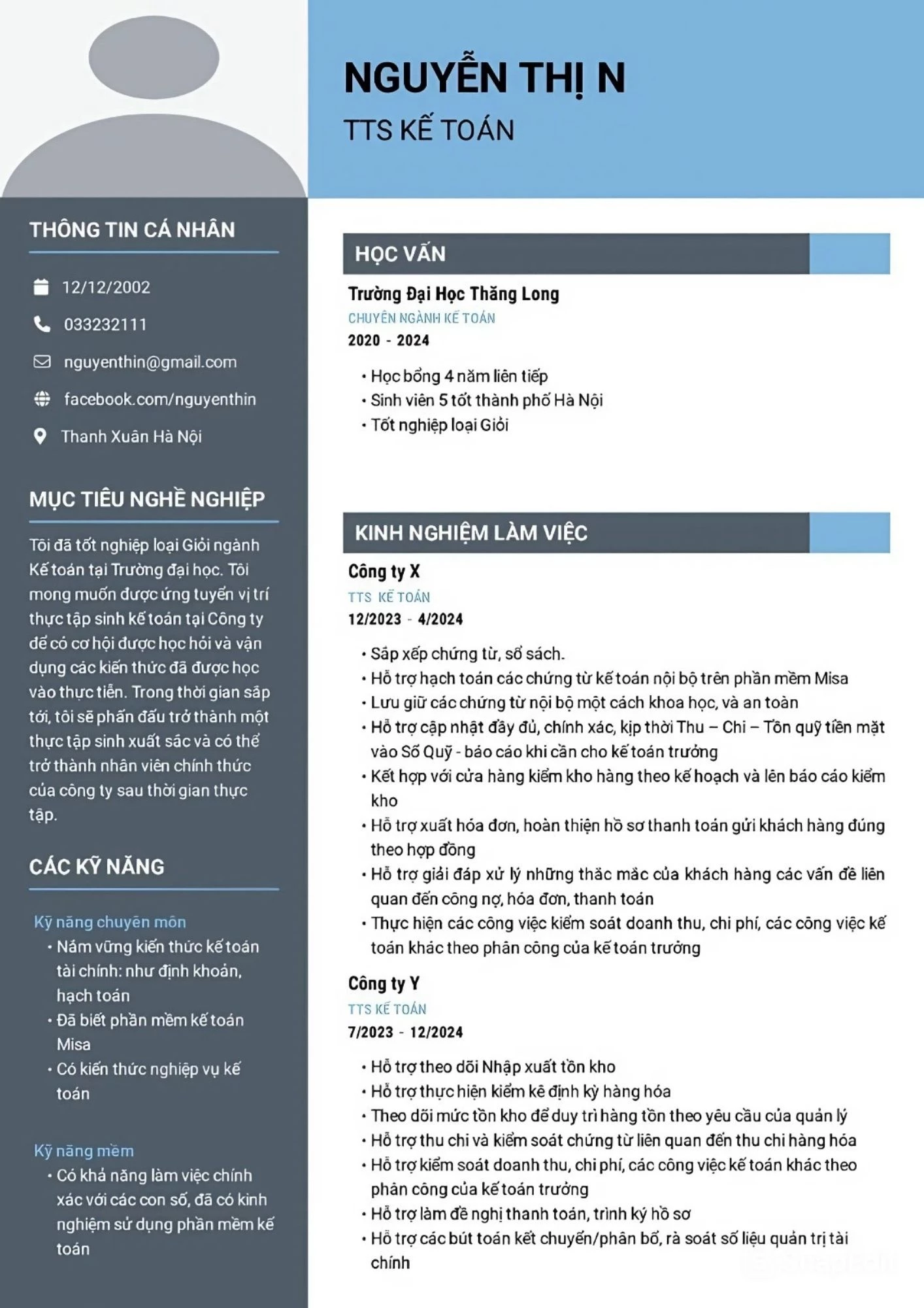 CV trình bày khả năng quản lý sổ sách và lập báo cáo tài chính