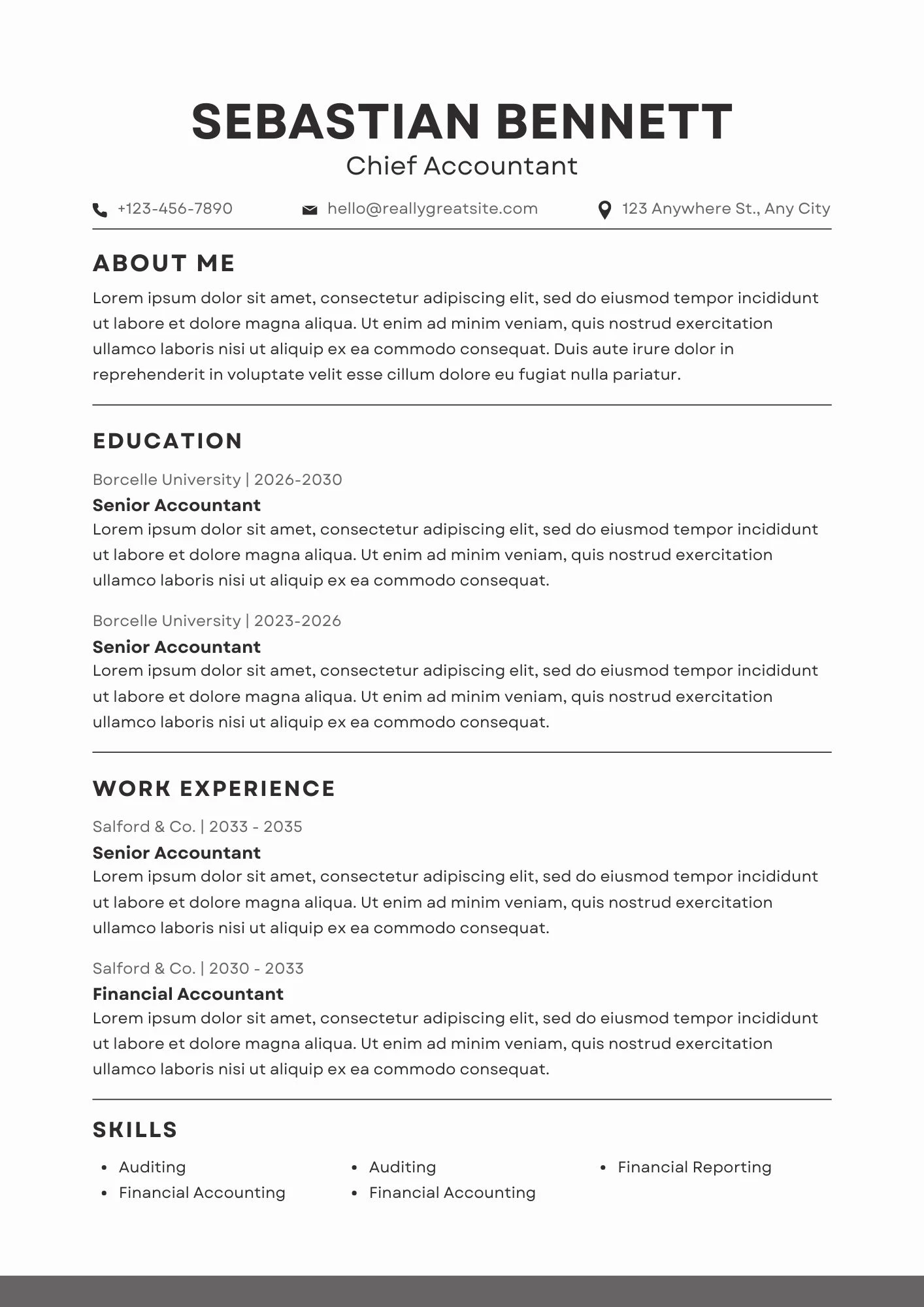 Mẫu CV tiếng Anh chính xác cho ngành Kế toán