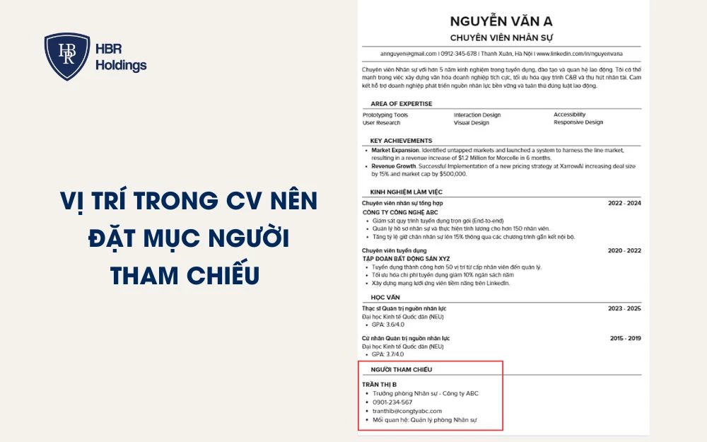 Vị trí trong CV nên đặt mục “Người tham chiếu”