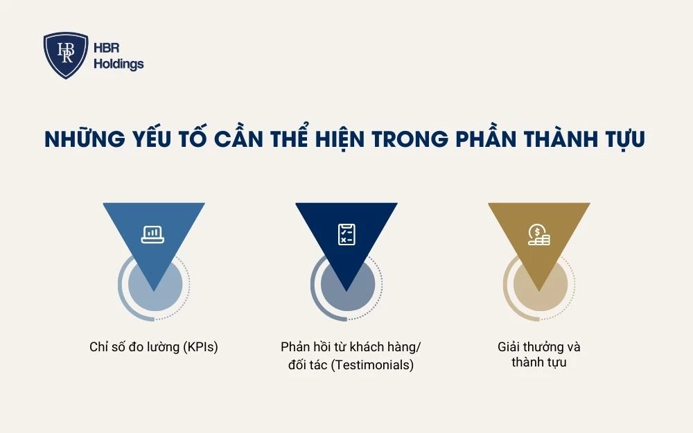 Những yếu tố cần thể hiện trong phần Thành tựu