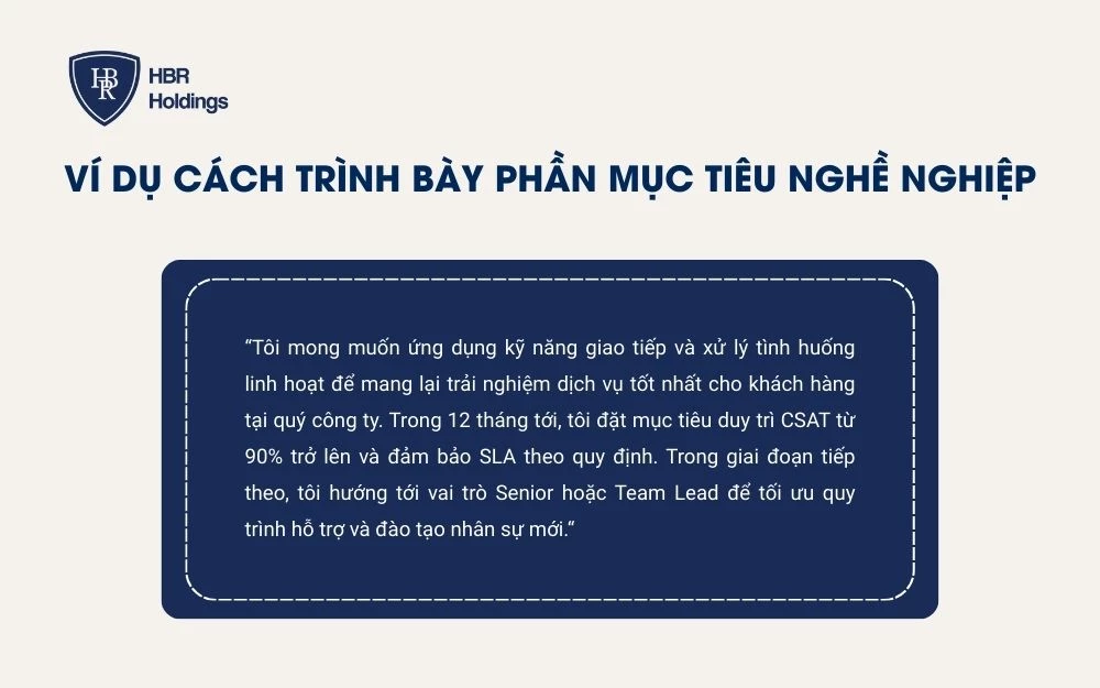 Ví dụ cách trình bày phần mục tiêu nghề nghiệp