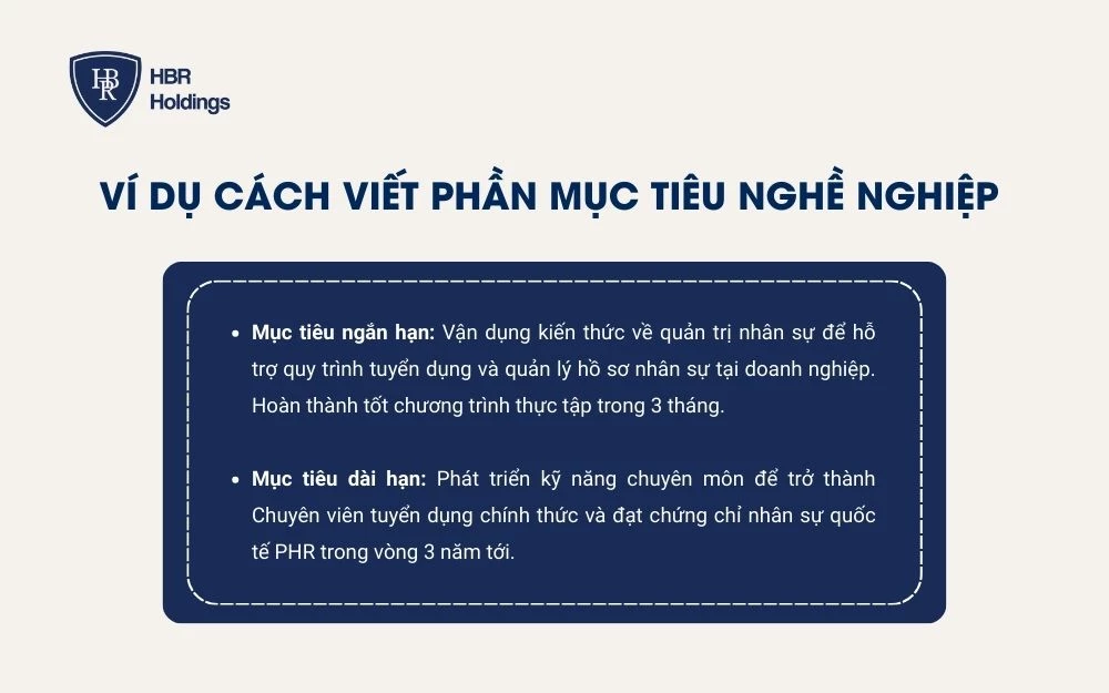 Ví dụ cách viết phần mục tiêu nghề nghiệp
