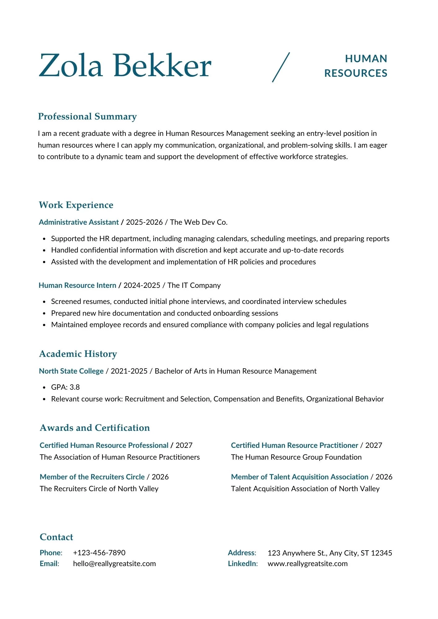 CV cho ngành Hành chính - Nhân sự