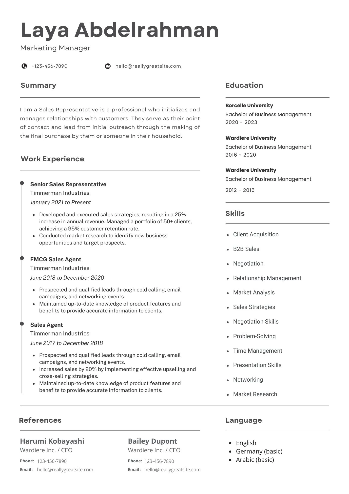 Mẫu CV cho ngành Marketing/Sales