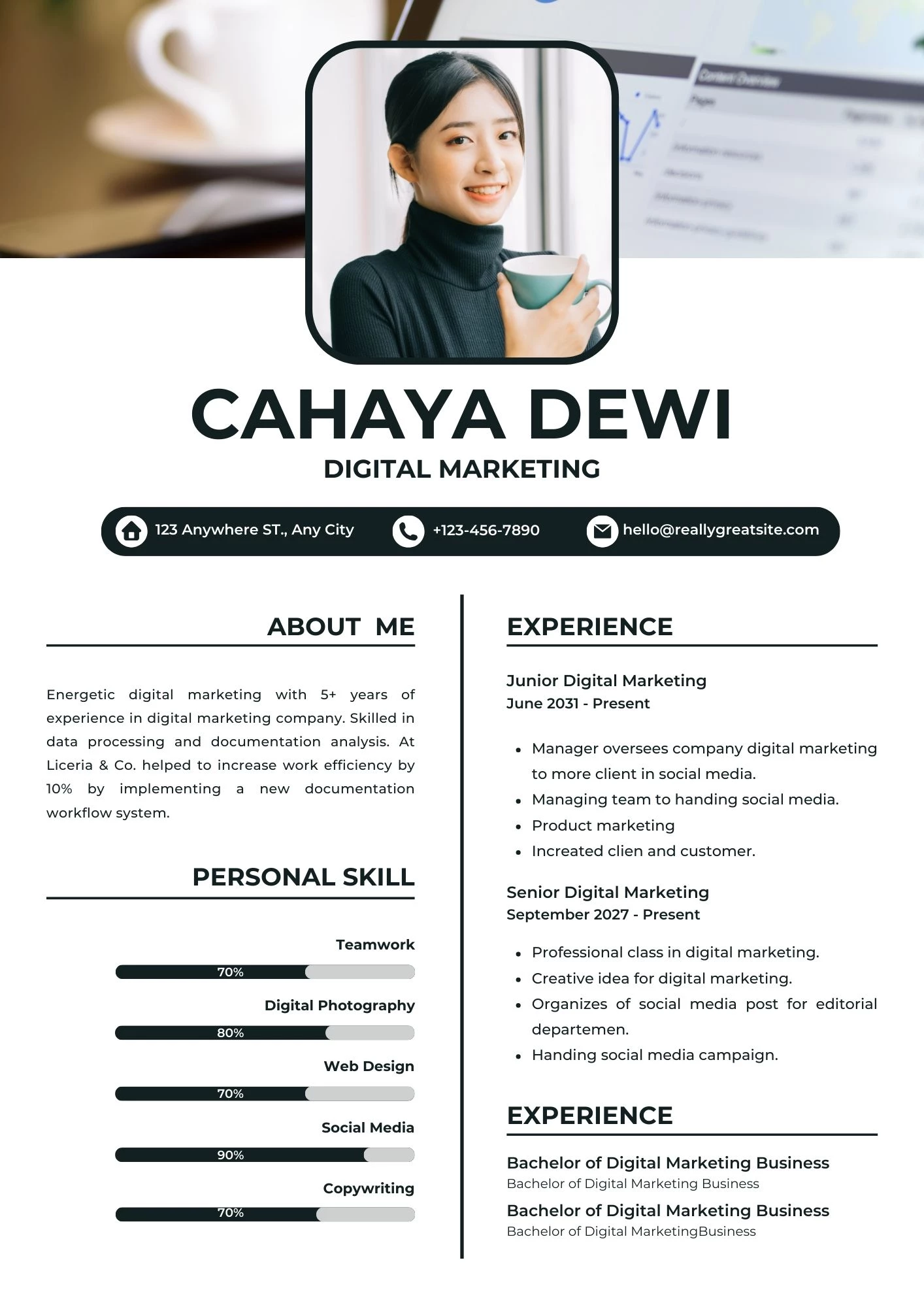 Mẫu CV Digital Marketing bằng tiếng Anh