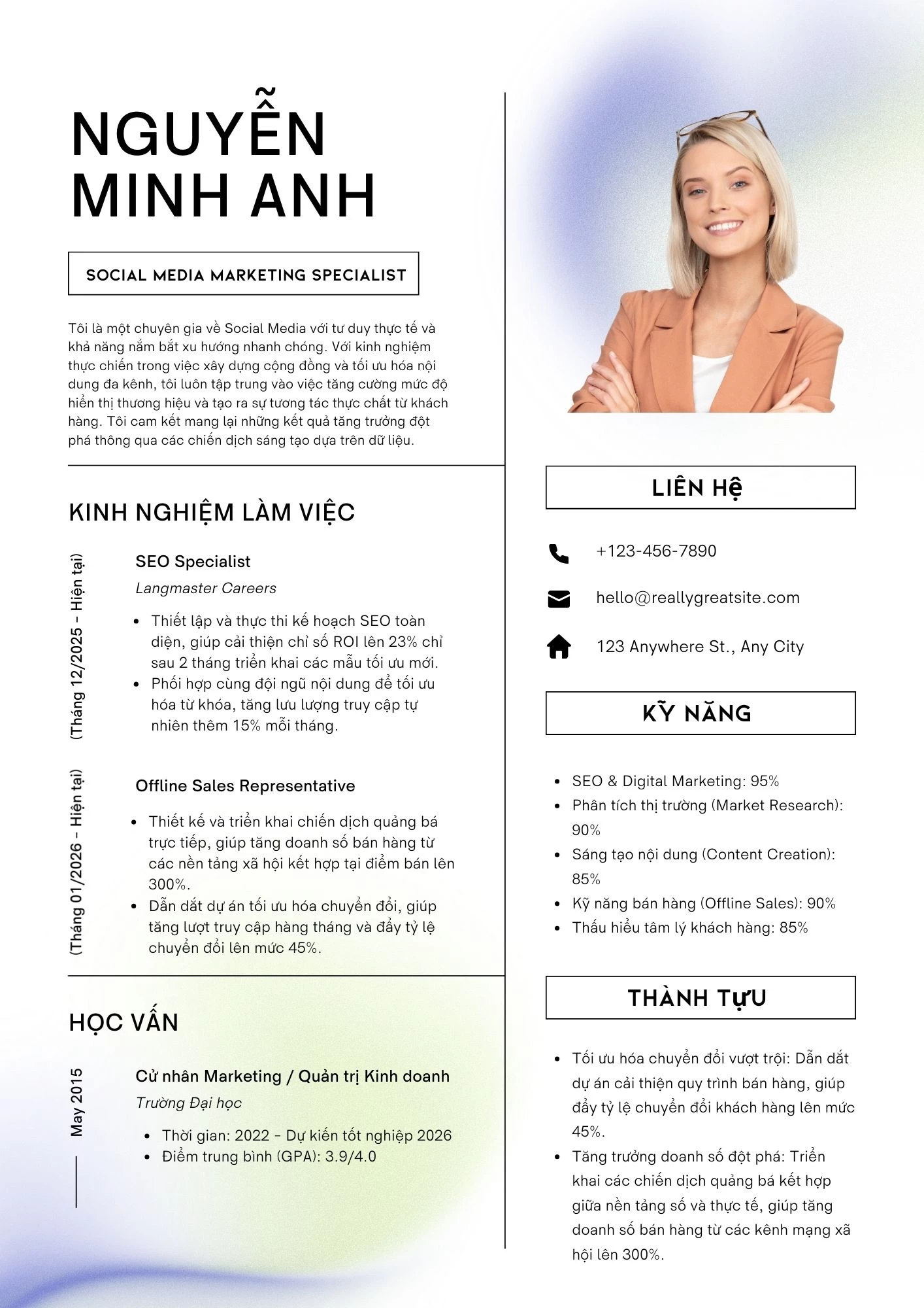 Mẫu CV Social Media Marketing