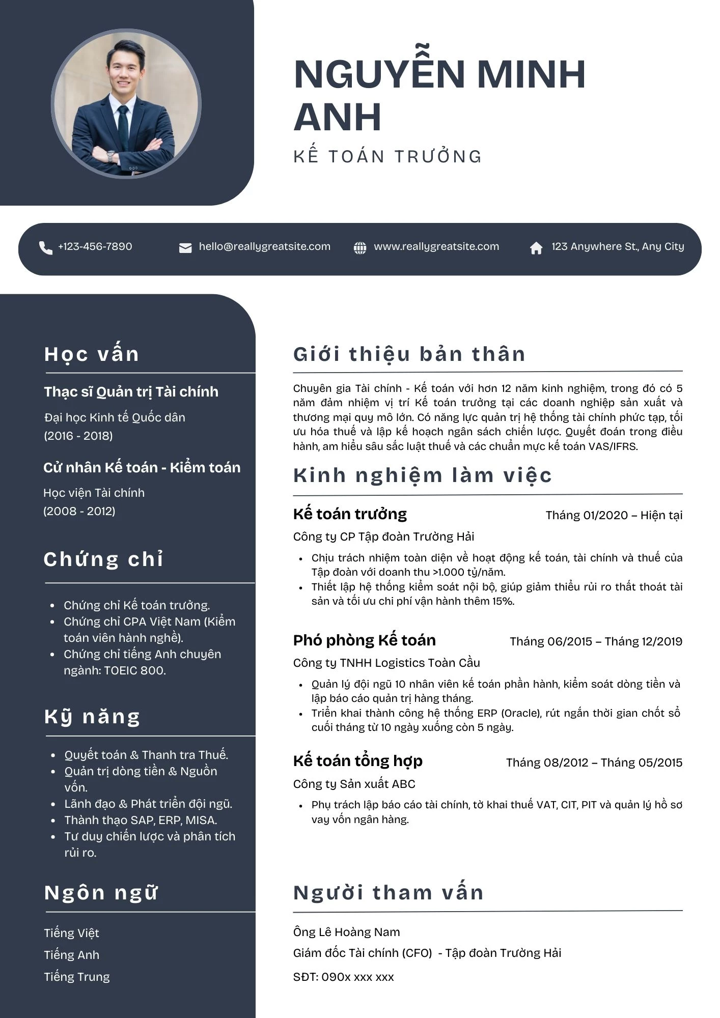Mẫu CV Kế toán trưởng