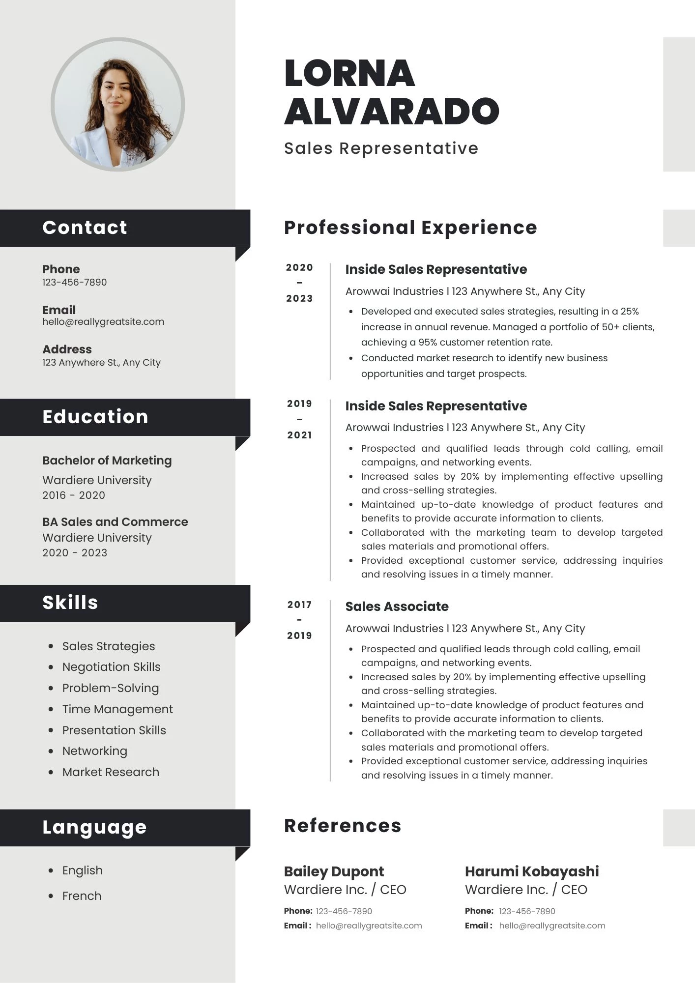 Mẫu CV sale tiếng Anh