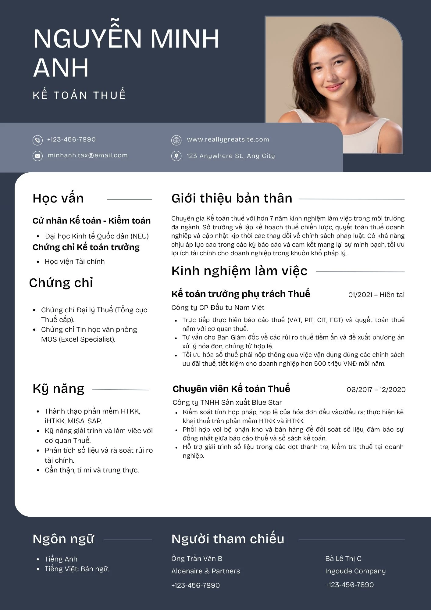 Mẫu CV Kế toán thuế