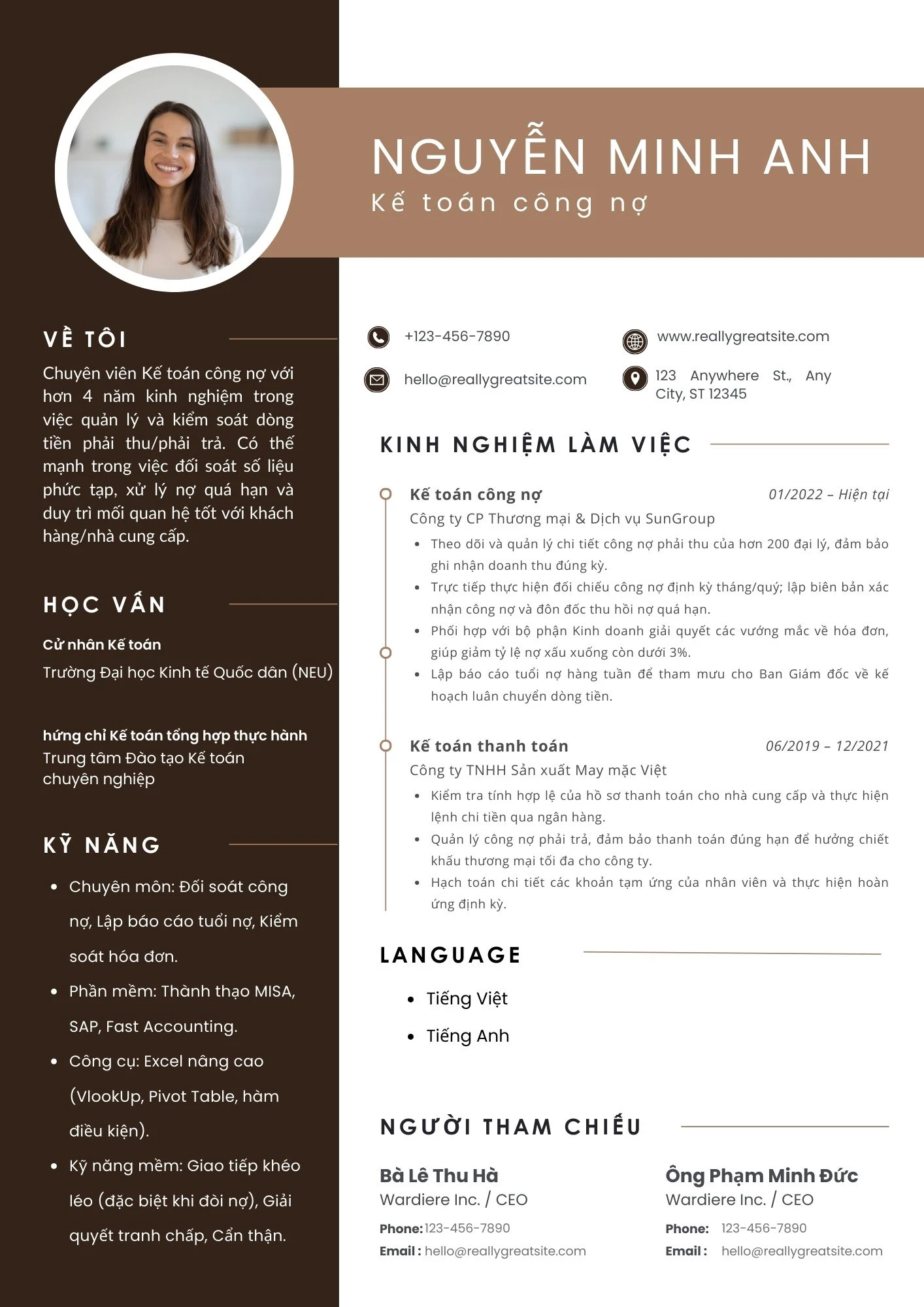 Mẫu CV Kế toán công nợ