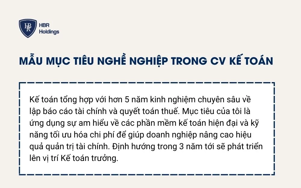 Mẫu mục tiêu nghề nghiệp trong CV Kế toán