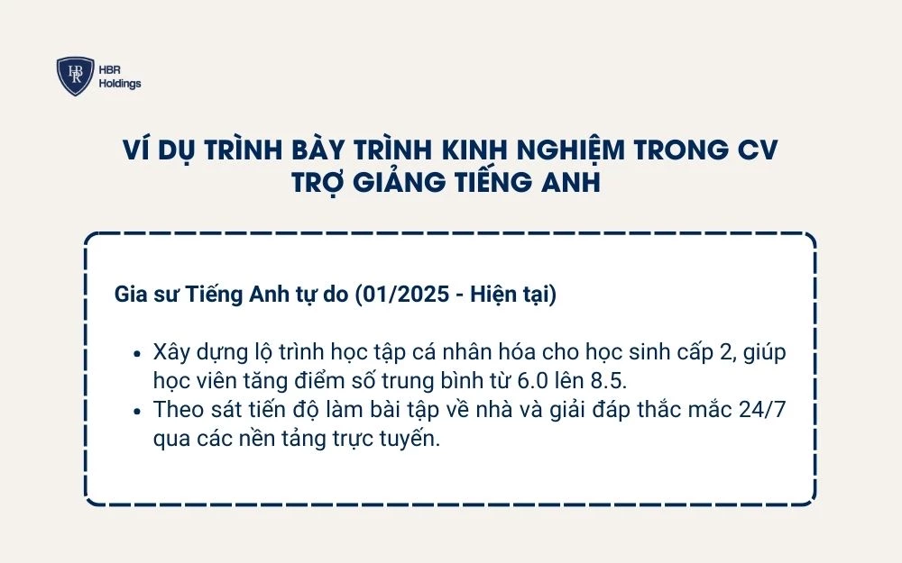 Ví dụ trình bày trình độ học vấn trong CV trợ giảng tiếng Anh