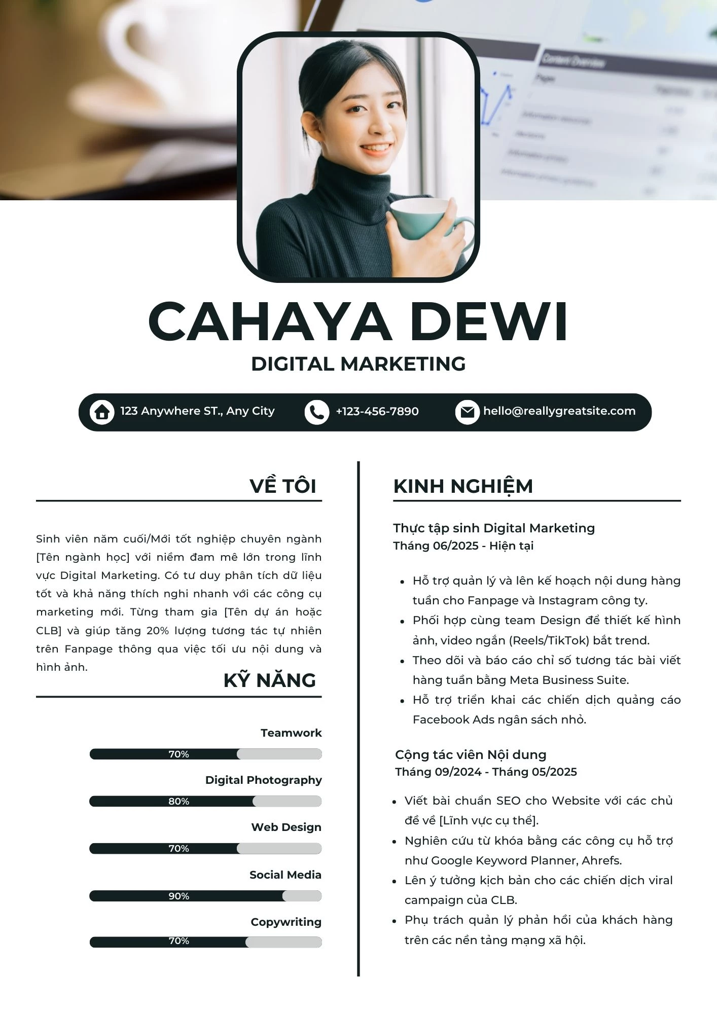 Mẫu CV cho sinh viên thực tập và Fresher mới vào nghề