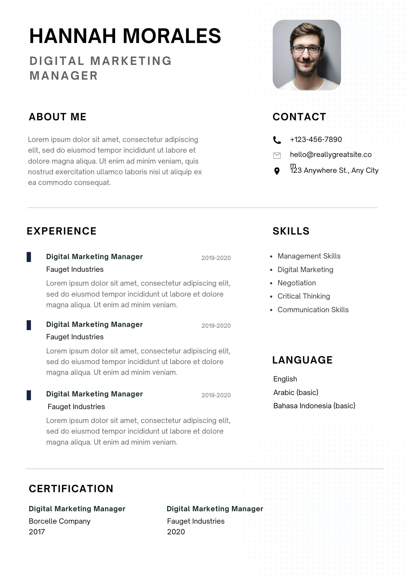 Mẫu CV cho vị trí Quản lý Digital Marketing chuyên sâu