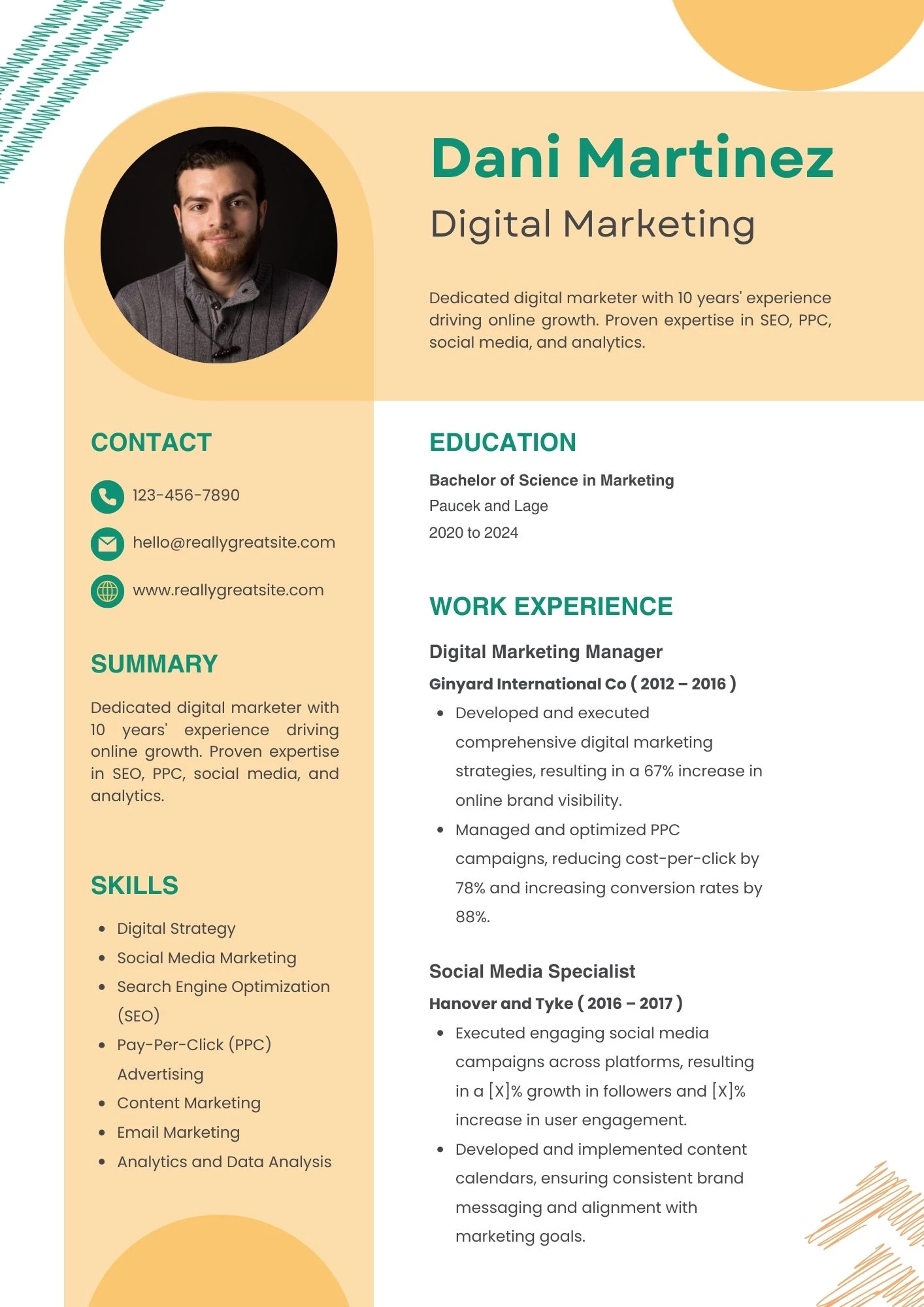 Mẫu CV Digital Marketing bằng tiếng Anh chuẩn quốc tế