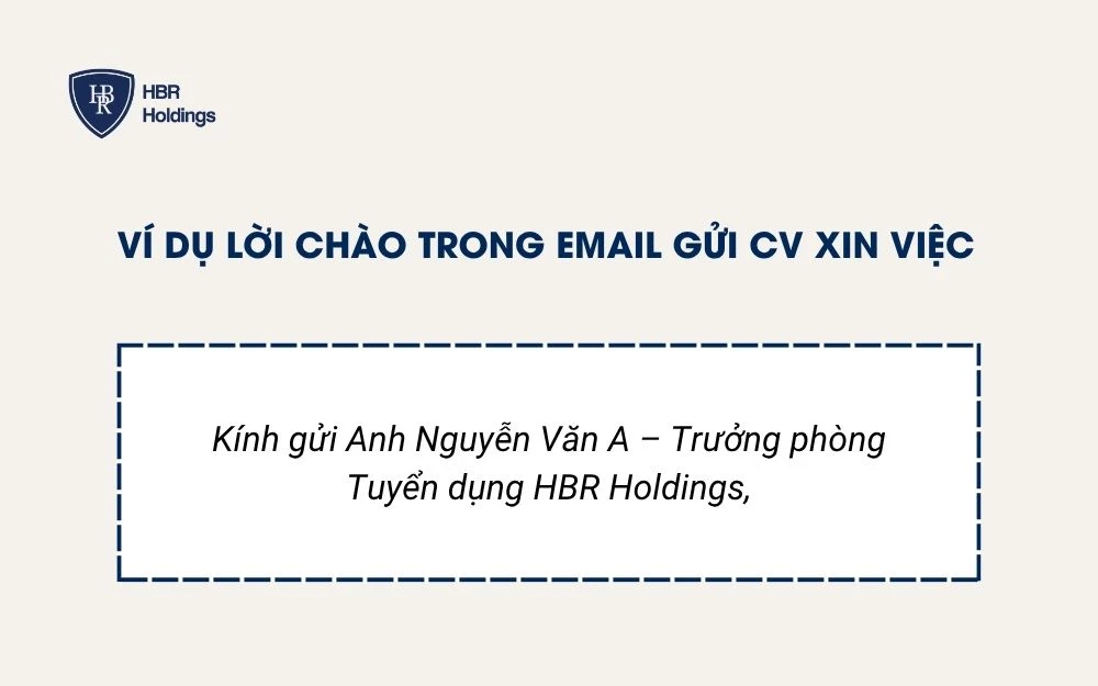 Ví dụ về lời chào trong Email gửi CV xin việc