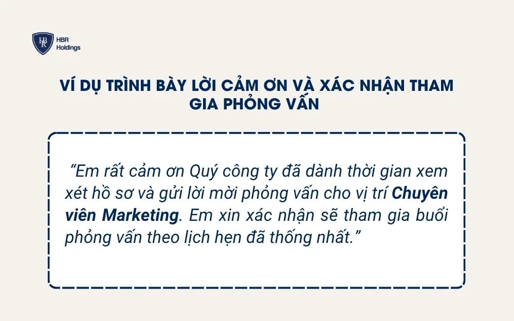 Ví dụ lời cảm ơn và xác nhận tham gia phỏng vấn