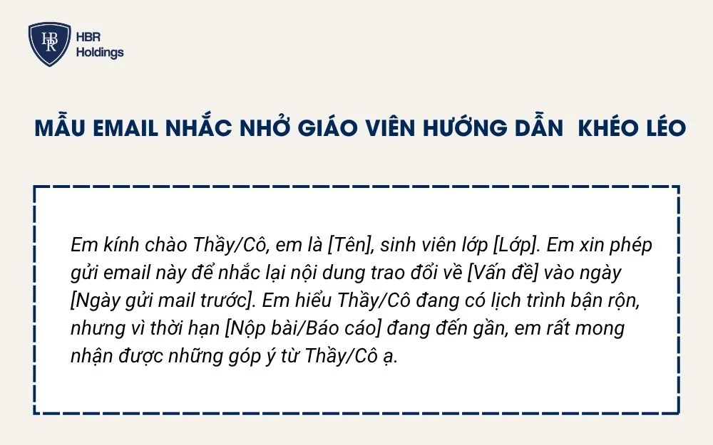 Mẫu email nhắc nhở giáo viên khéo léo