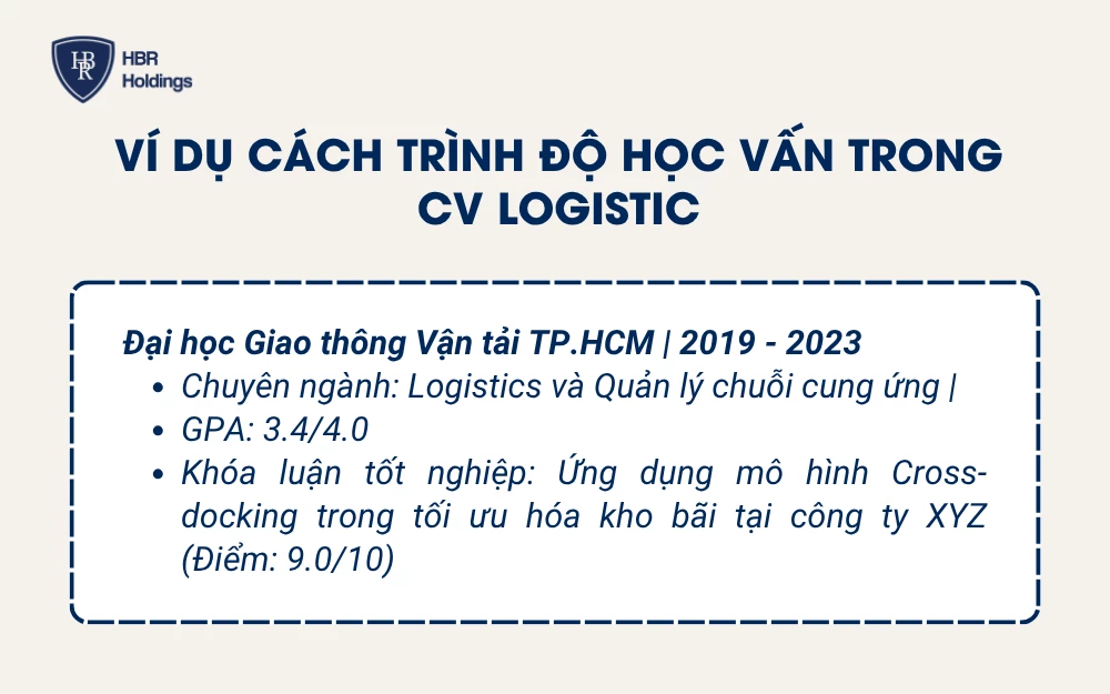 Ví dụ cách viết trình độ học vấn trong cv logistic