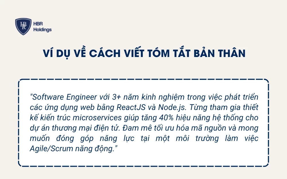 Ví dụ về cách viết Tóm tắt bản thân