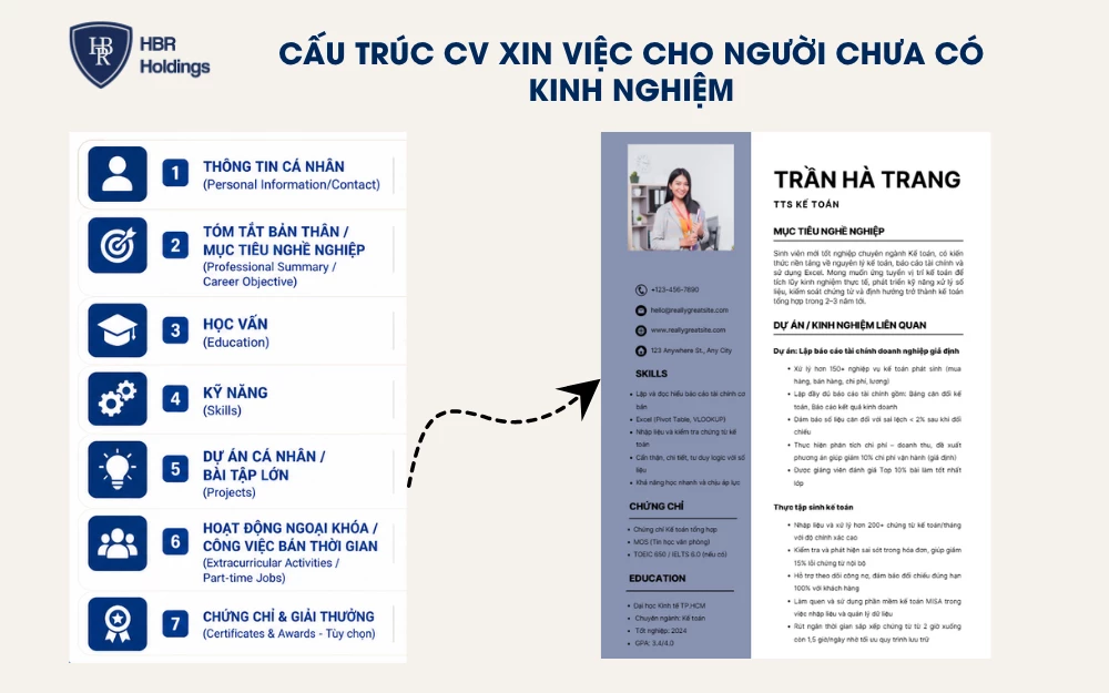 Cấu trúc CV xin việc cho người chưa có kinh nghiệm gồm những gì?
