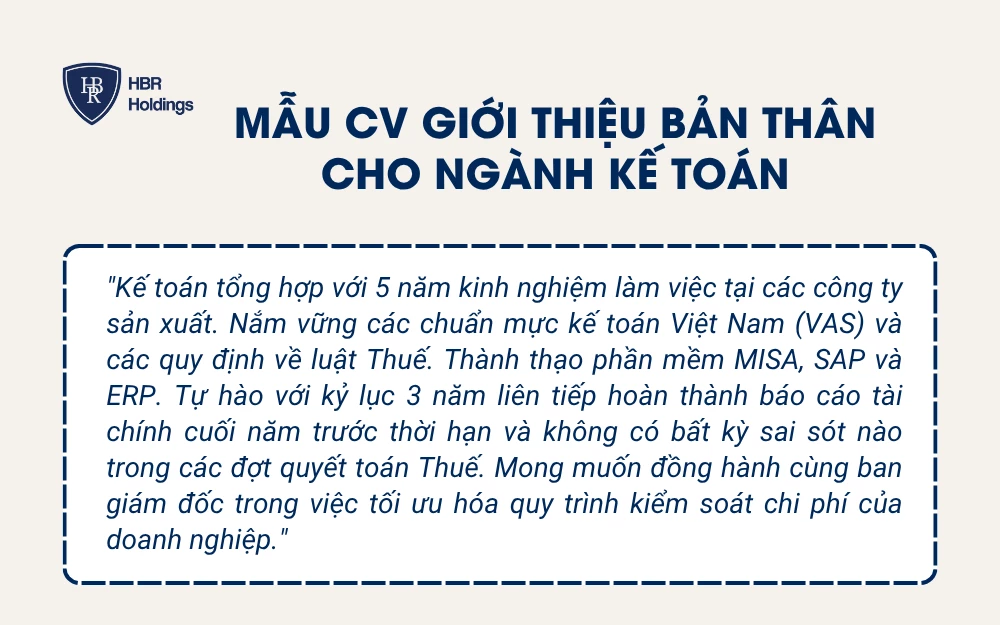 Mẫu CV giới thiệu bản thân cho ngành Kế toán