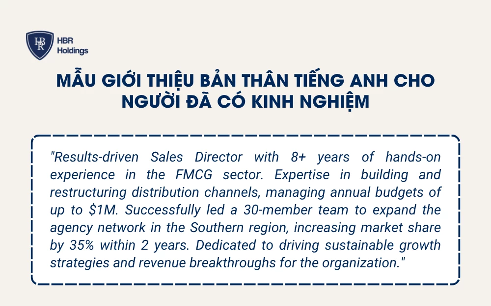 Mẫu giới thiệu bản thân tiếng Anh cho người đã có kinh nghiệm