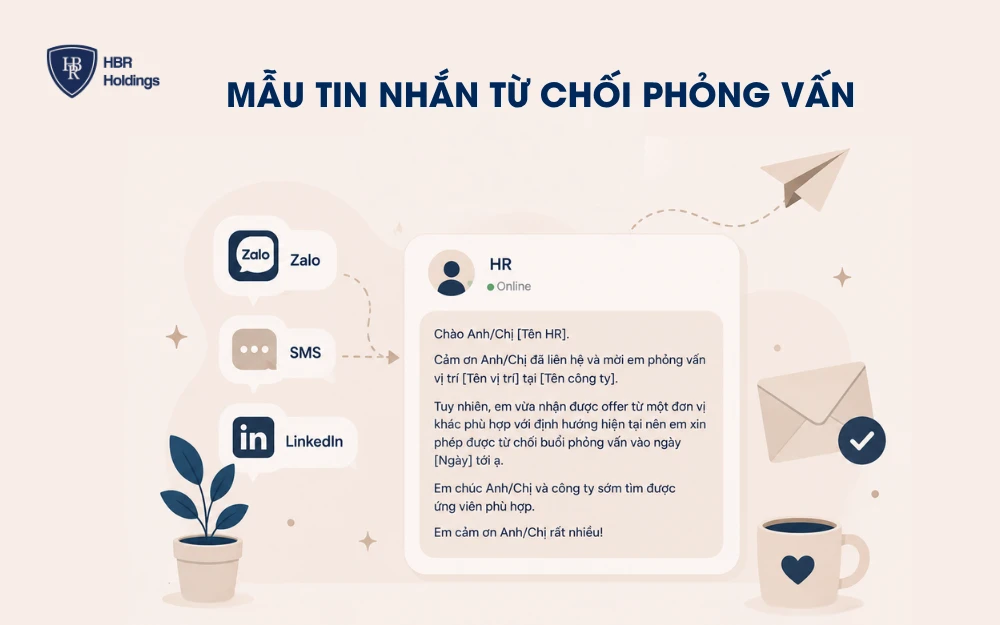 Mẫu tin nhắn từ chối phỏng vấn