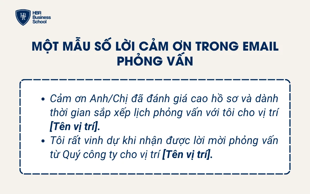 Một mẫu số lời cảm ơn trong email từ chối phỏng vấn