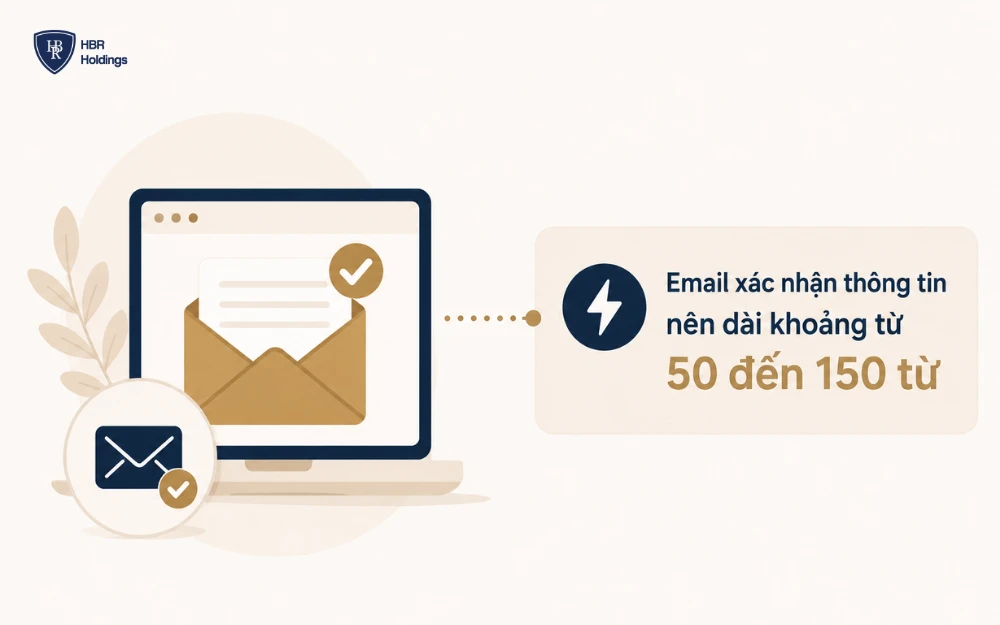 Email xác nhận thông tin nên dài khoảng từ 50 đến 150 từ