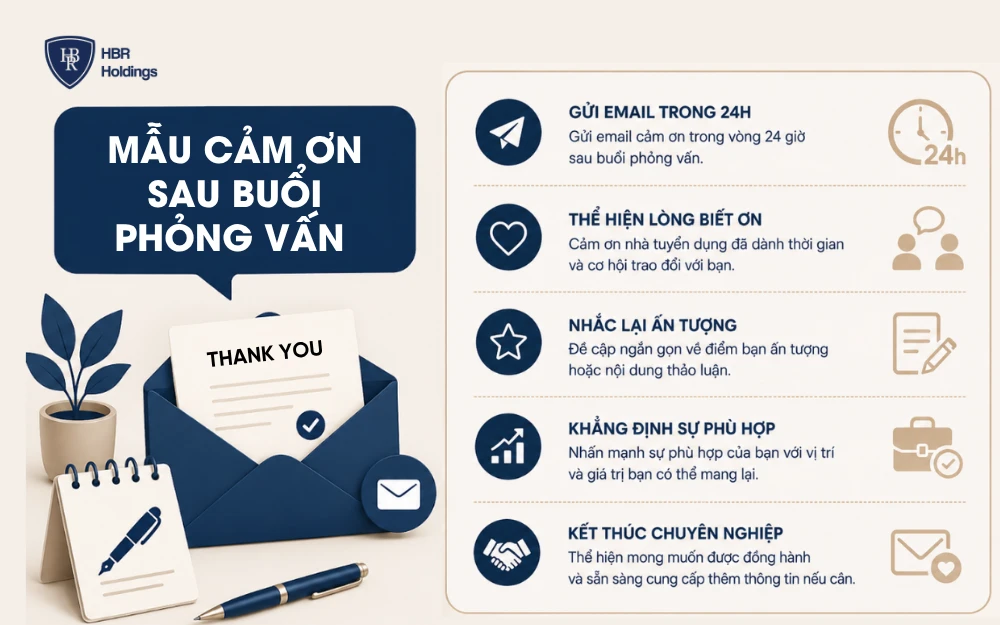 Mẫu cảm ơn sau buổi phỏng vấn