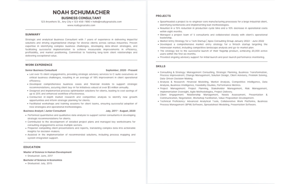 Mẫu CV Harvard cho người có kinh nghiệm