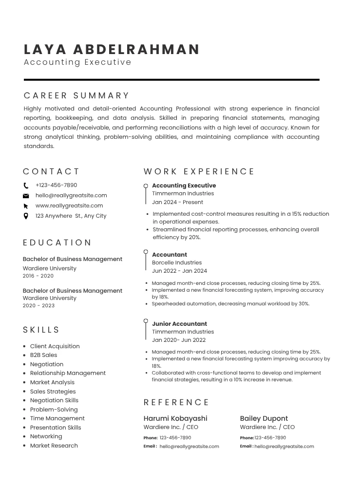 Mẫu CV Harvard tiếng Anh