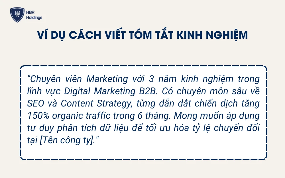 Ví dụ cách viết tóm tắt kinh nghiệm
