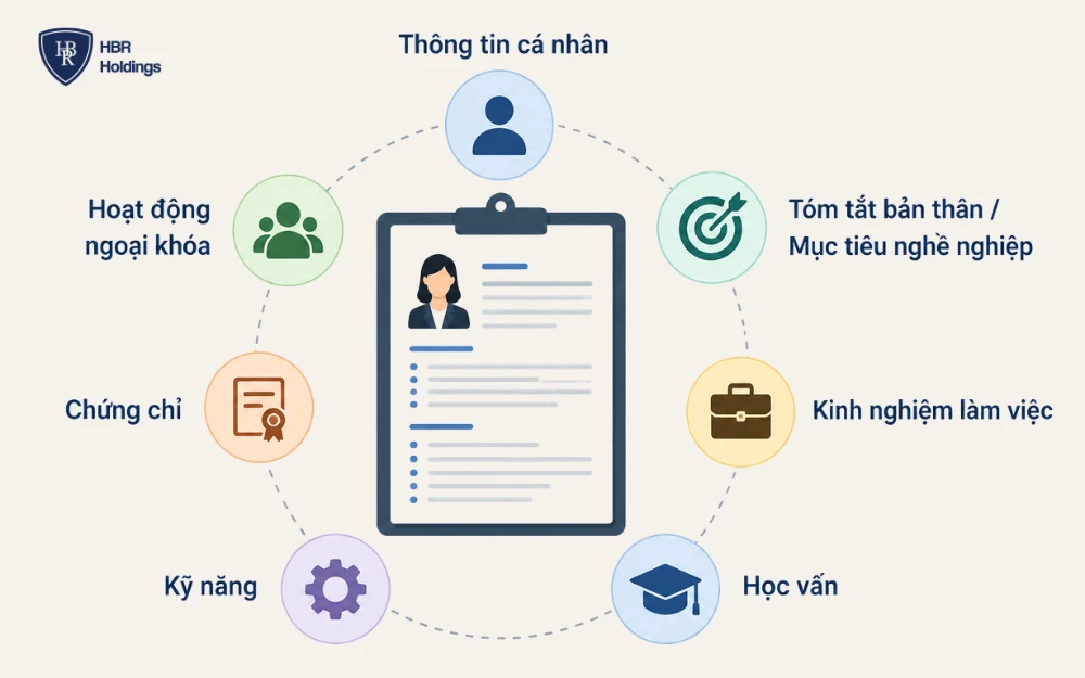 CV nhân viên văn phòng gồm có 7 phần