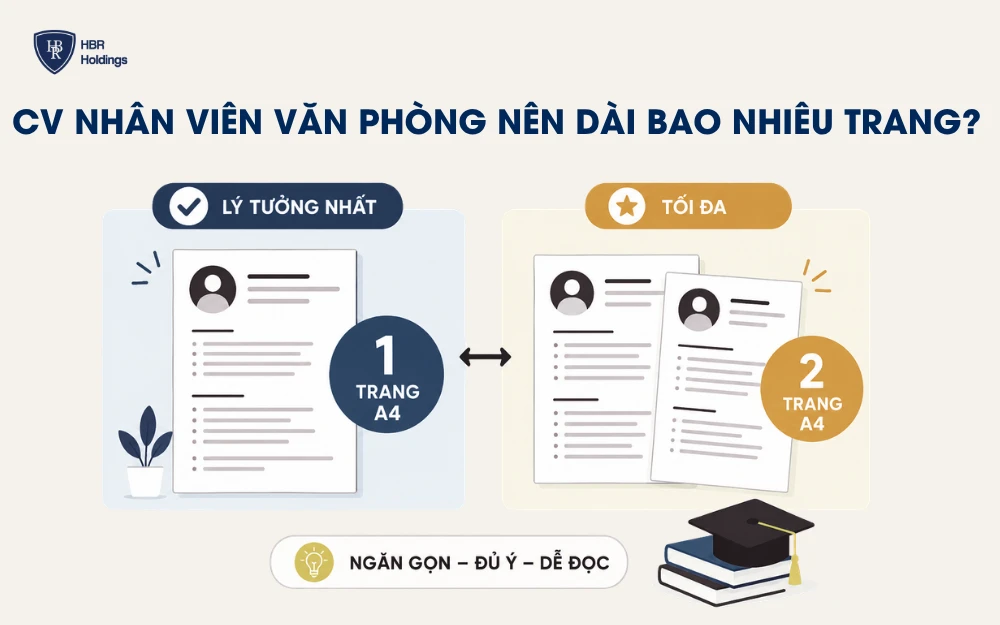 CV nhân viên văn phòng nên dài từ 1 đến 2 trang