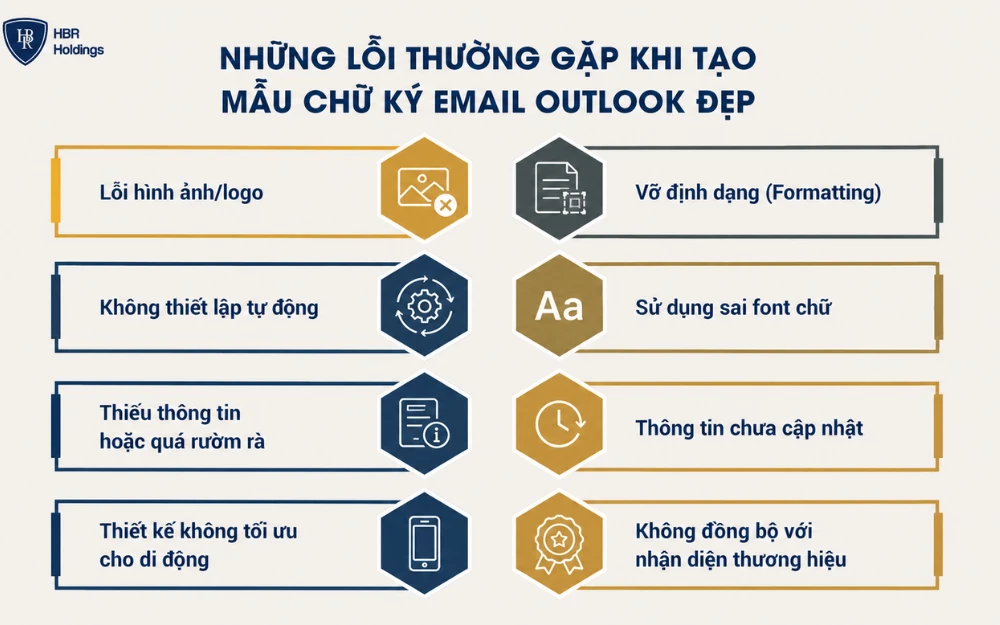 Những lỗi thường gặp khi tạo mẫu chữ ký email Outlook đẹp