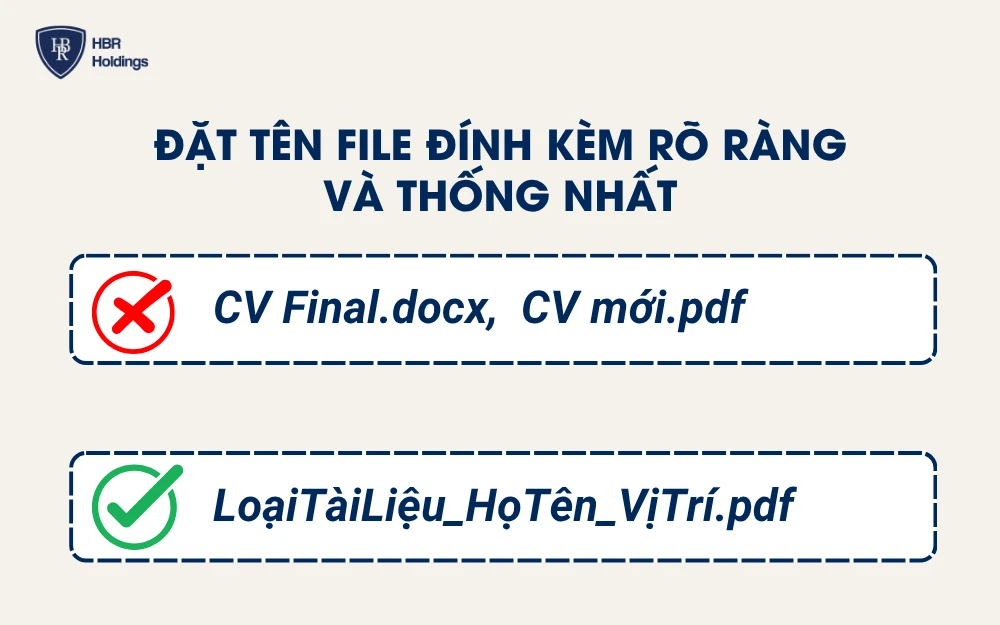 Đặt tên file đính kèm rõ ràng và thống nhất