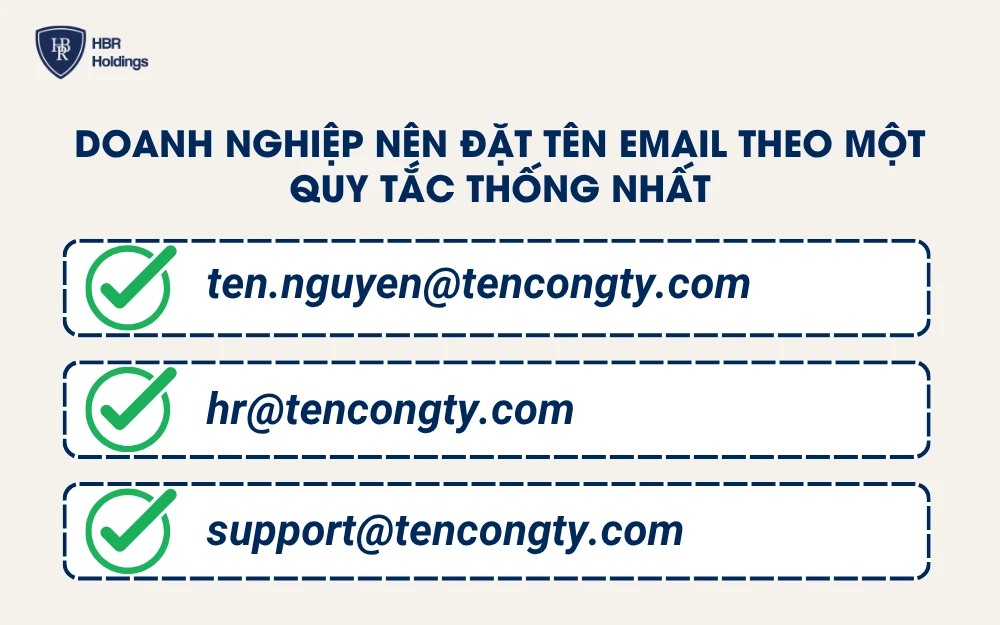 Doanh nghiệp nên đặt tên email theo một quy tắc thống nhất