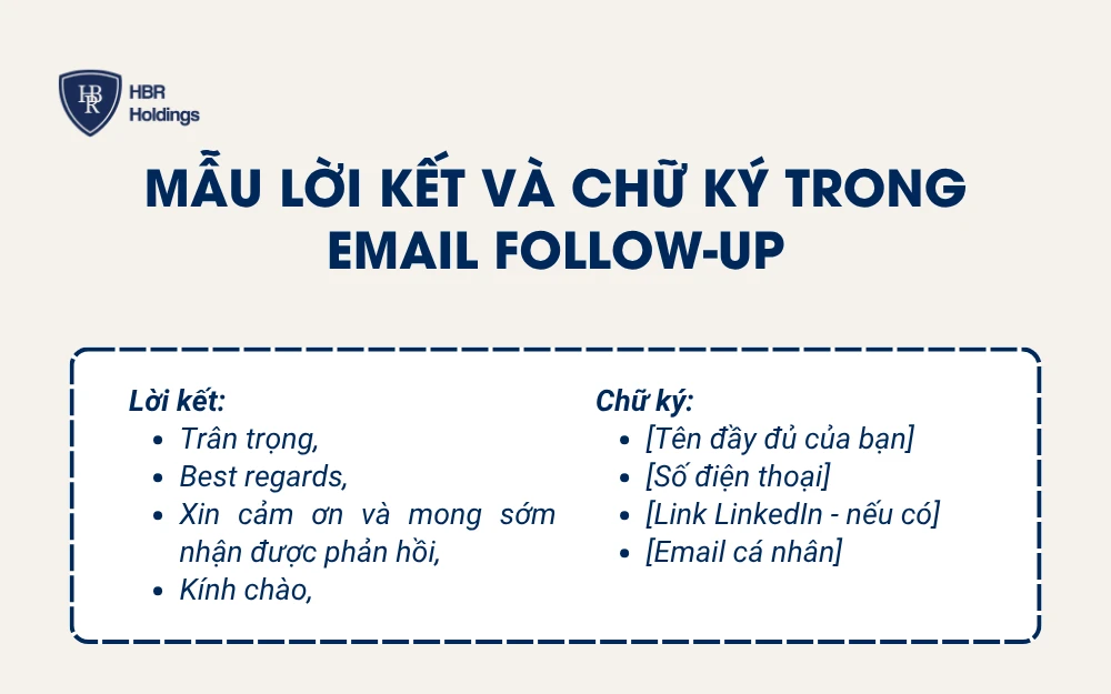 Mẫu lời kết và chữ ký trong email follow-up