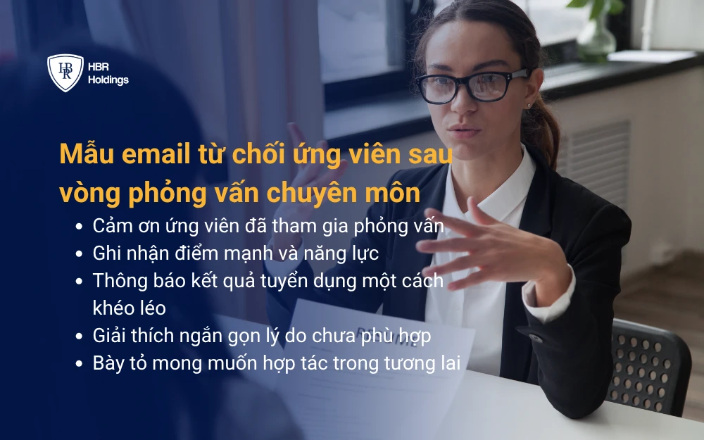 Mẫu email từ chối ứng viên sau vòng phỏng vấn chuyên môn