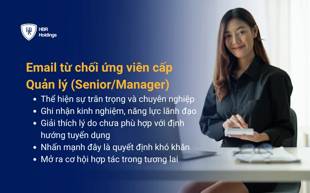 Mẫu email từ chối ứng viên cấp quản lý (Senior/Manager)