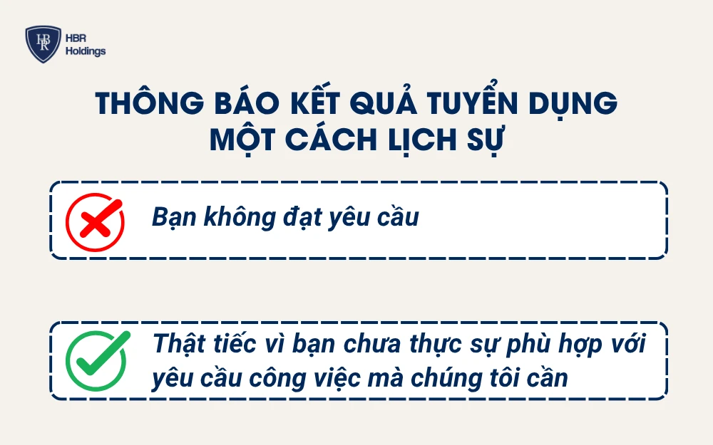 Thông báo kết quả tuyển dụng một cách lịch sự